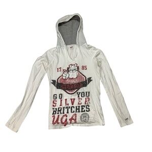 Soffe Georgia Bulldogs Hooded Long-Sleeve Tee Sz Medium White UGA